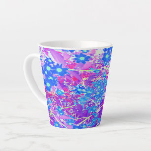 Pretty Violet Blue and Lime Green Flowers Latte Mug