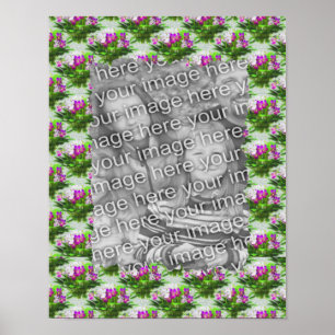 Pretty Violet Flowers Frame Add Your Photo Poster