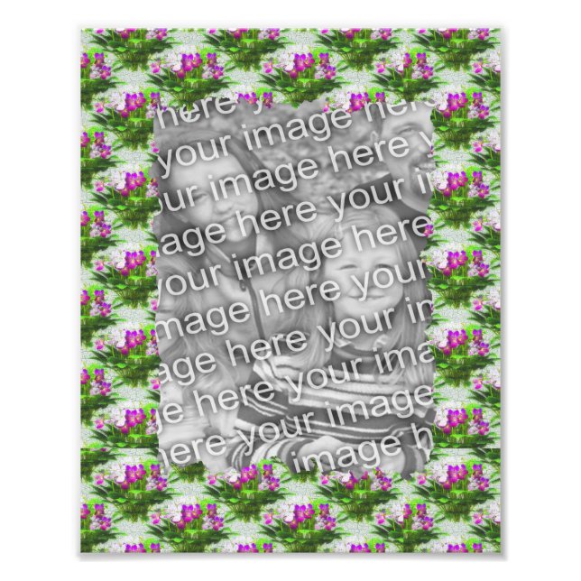 Pretty Violet Flowers Photo Frame Template (Front)
