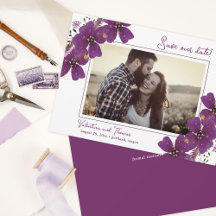 Pretty Violet Purple Flowers Save The Date