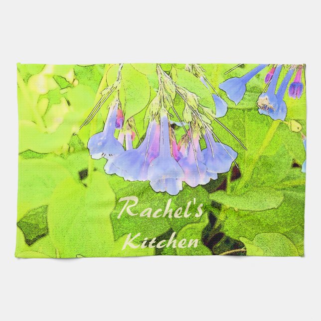 Pretty Virginia Blue Bells Flower Tea Towel (Horizontal)