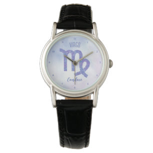 Pretty Virgo Astrology Sign Personalized Purple Watch