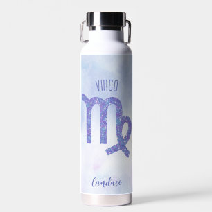 Pretty Virgo Astrology Sign Personalized Purple Water Bottle
