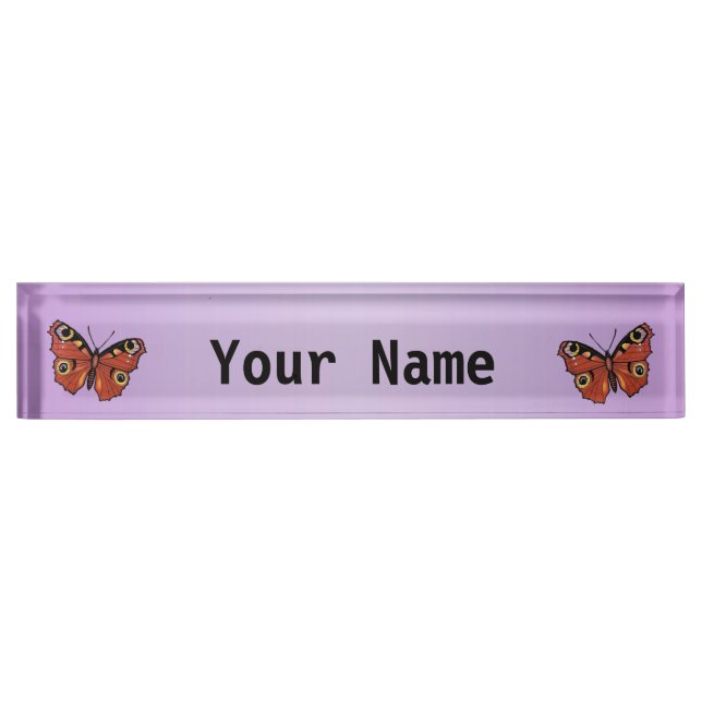 Pretty Vivid Monarch Butterfly Purple Nameplate (Front)