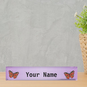 Pretty Vivid Monarch Butterfly Purple Nameplate