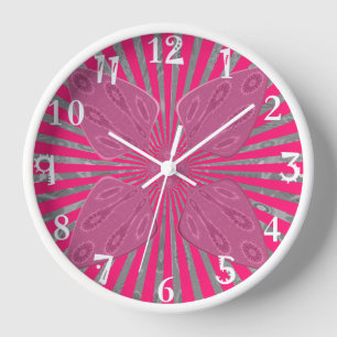 Pretty Vivid Pink Beautiful amazing edgy cool art Wall Clock