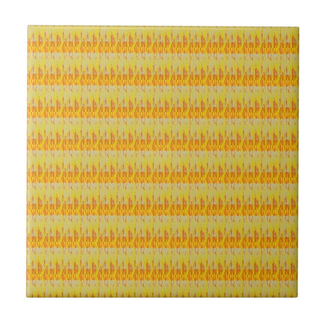 Pretty warm colours pale glowing lemon pink orange ceramic tile (Front)