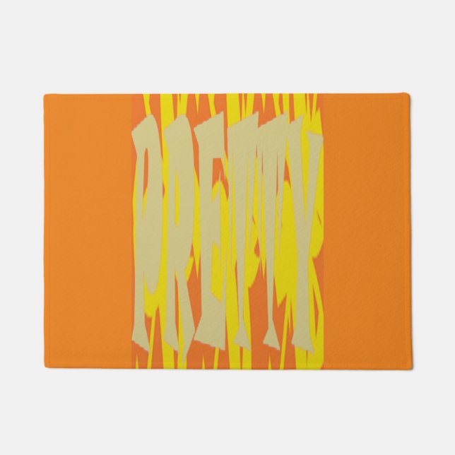 Pretty warm colours pale glowing lemon pink orange doormat (Front)