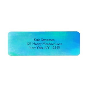 Pretty Watercolor Abstract In Aqua Green and Blue Return Address Label