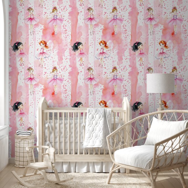 Pretty Watercolor Ballerinas Girl's  Wallpaper (Kids)
