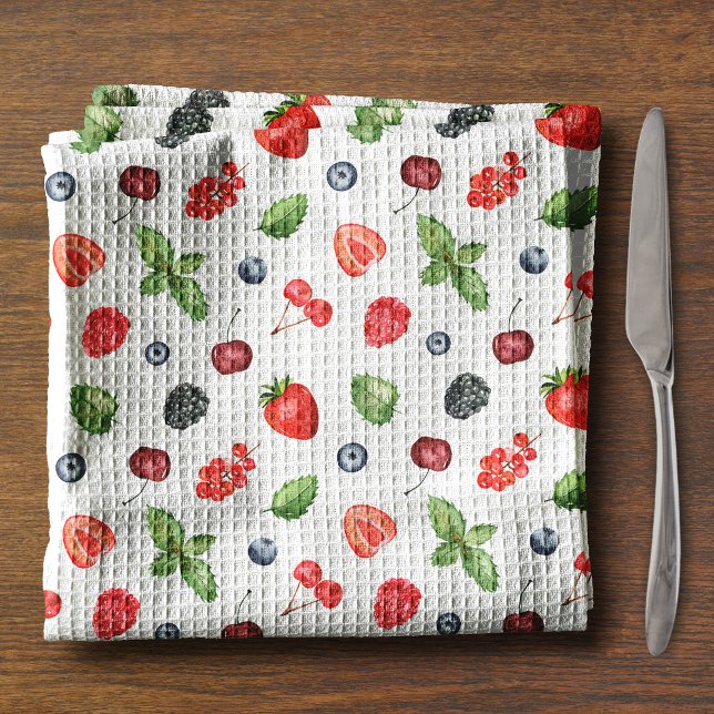 Pretty Watercolor Berry Pattern Tea Towel (Creator Uploaded)