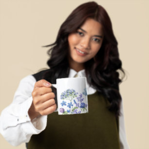 Pretty Watercolor Blue Floral Coffee Mug