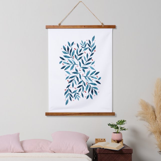 Pretty watercolor branches hanging tapestry (Bedroom)