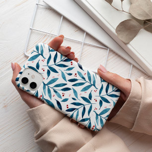 Pretty watercolor branches - turquoise and red iPhone 13 case