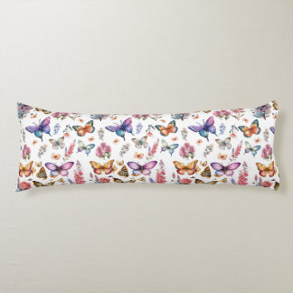 Pretty Watercolor Butterfly Floral Garden Pattern Body Cushion