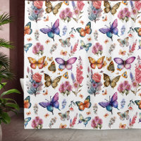 Pretty Watercolor Butterfly Floral Garden Pattern
