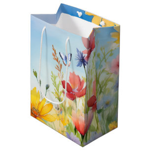 Pretty Watercolor Butterfly in Butterfly Garden Medium Gift Bag