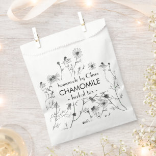 Pretty Watercolor Chamomile Homemade Tea Favour Bag