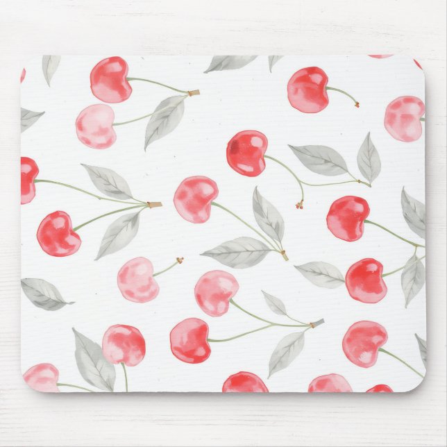 Pretty Watercolor cherry fruit Pattern Mouse Pad (Front)