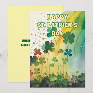 Pretty Watercolor Clovers St. Patrick's Day Card