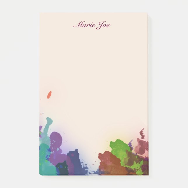 Pretty Watercolor Confetti Splatter Boarder Post-it Notes (Front)