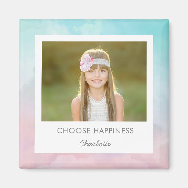 Pretty Watercolor Custom Caption Locker Magnet (Front)