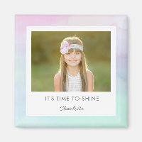 Pretty Watercolor Custom Caption Locker Magnet