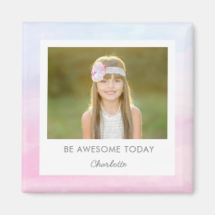 Pretty Watercolor Custom Caption Locker Magnet