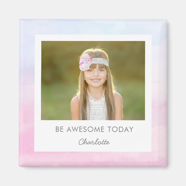 Pretty Watercolor Custom Caption Locker Magnet (Front)
