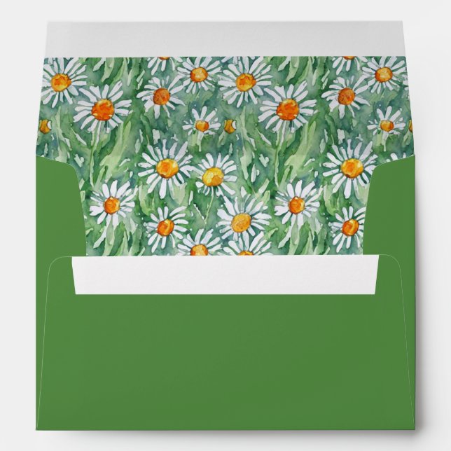 Pretty Watercolor Daisies Envelope (Back (Bottom))