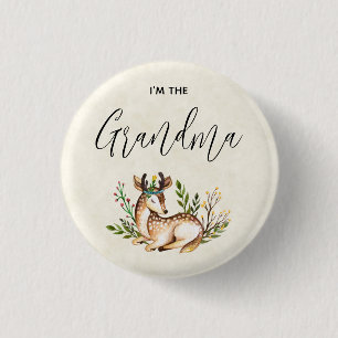 Pretty Watercolor Deer Laying Down Boho Grandma 3 Cm Round Badge