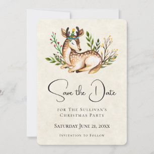 Pretty Watercolor Deer Laying Down Boho Rustic Save The Date