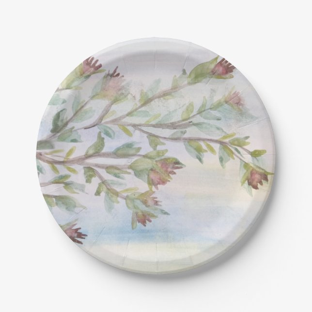 Pretty watercolor designer paper plates (Front)