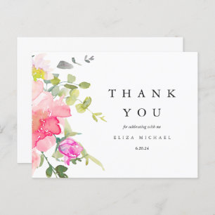 Pretty Watercolor Floral Baby Shower Thank You Postcard