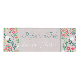 Pretty Watercolor Floral Botanical Pattern Name Tag