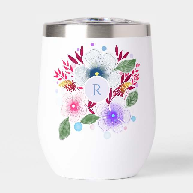 Pretty Watercolor Floral Bouquet Monogram (Front)