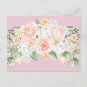 Pretty Watercolor Floral Bouquet Pink Roses Postcard