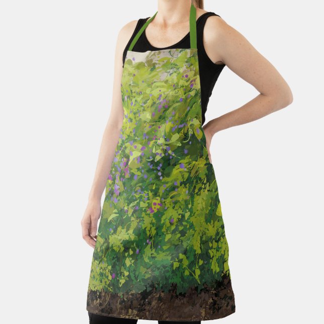 Pretty Watercolor Floral Bush Graphic Art Painting Apron (Insitu)