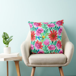 Pretty Watercolor Floral  Cushion