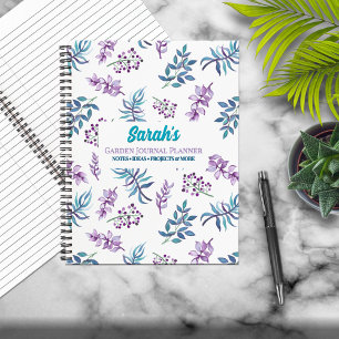 Pretty Watercolor Floral Garden Personalized  Notebook