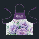 Pretty Watercolor Floral Girls Chef Training Lilac Apron<br><div class="desc">This pretty personalised apron features a beautiful floral design in purple and green. The top and straps are a solid matching purple, but they can be customised to any colour you'd like. Easy to customise for a unique gift, perfect for the young chef or baker! For product or design requests,...</div>