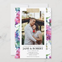 Pretty Watercolor Floral Gold Tape 2 Photo Wedding