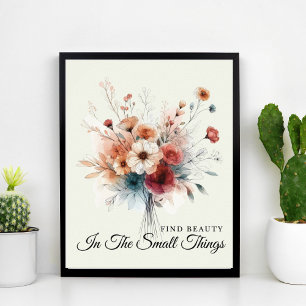 Pretty Watercolor Floral Inspirational Quote  Poster