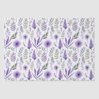 Pretty Watercolor Floral Lavender Purple Botanical Tissue Paper