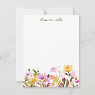 Pretty Watercolor Floral Personalised Stationery Card
