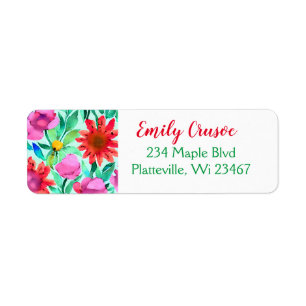Pretty Watercolor Floral  Return Address Label