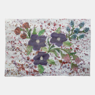 Pretty watercolor floral tea towel