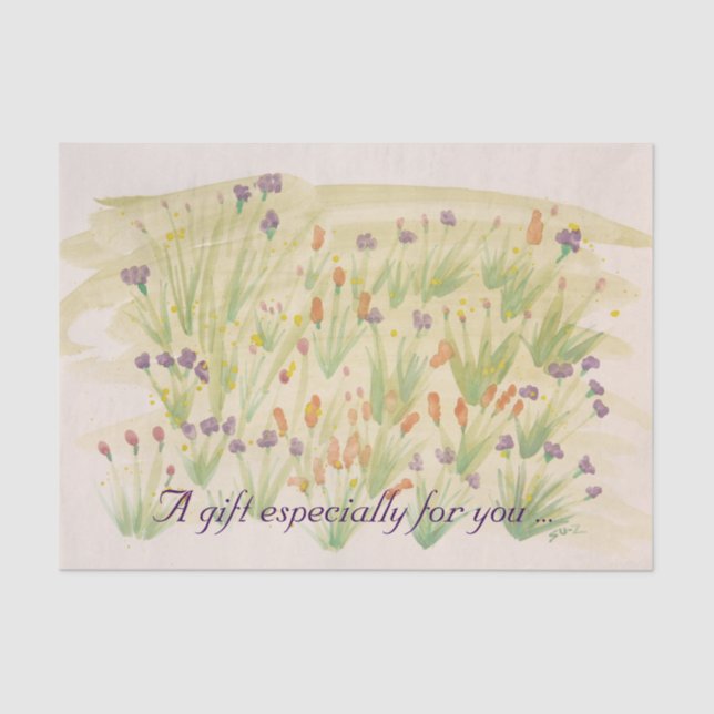 Pretty watercolor floral tissue paper (Front)