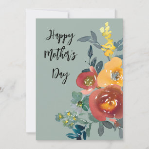 Pretty Watercolor Florals Mothers Day Card