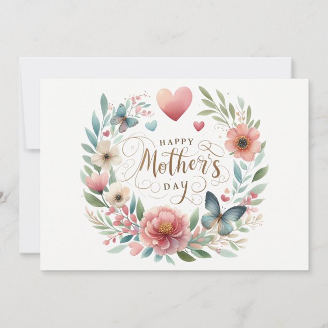 Pretty Watercolor Florals Mothers Day Card (Front)